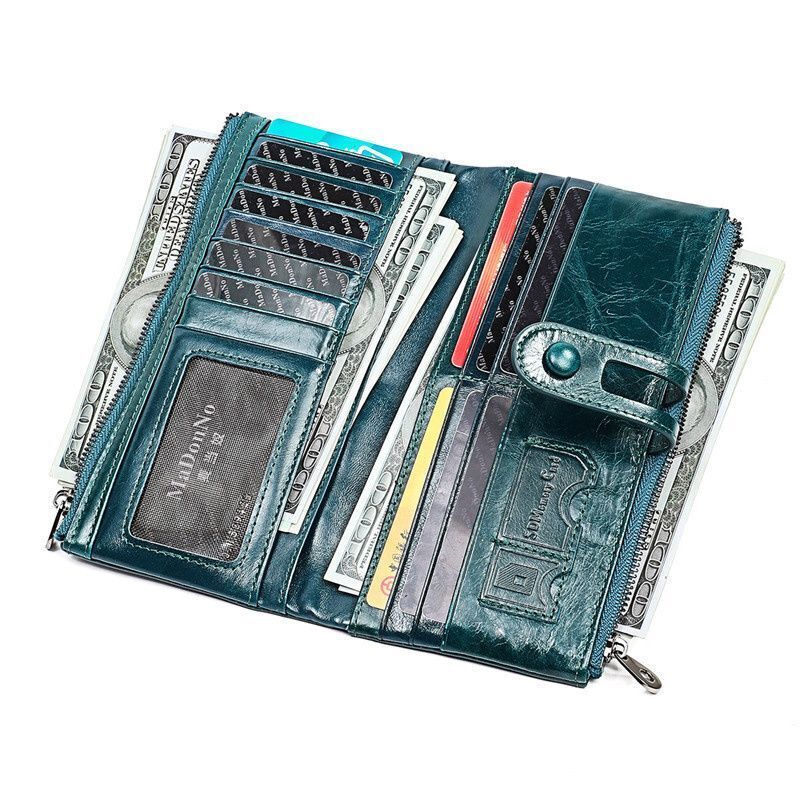 Long Wallet Genuine Leather Clutch Wallet Female Coin Purse Holder Handy Bags
