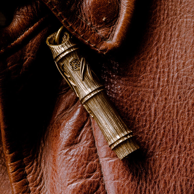 6cm Brass Cicada Bamboo Whistle Key Ring Pendant Collection