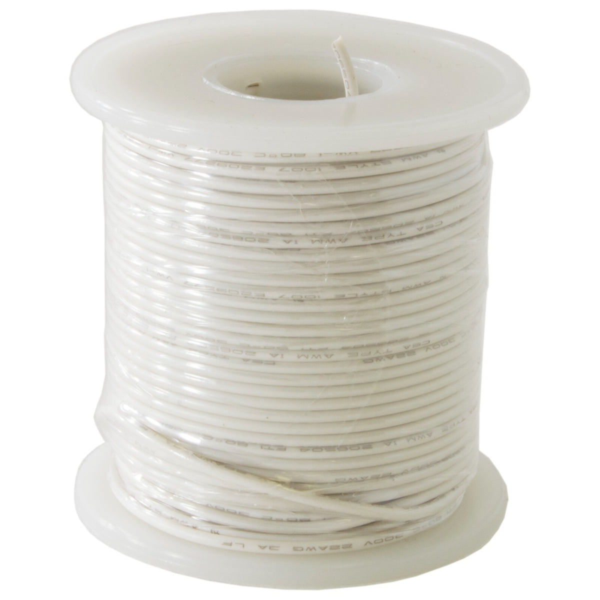 100 Feet White 22 Gauge Solid Hook-Up Wire, Tinned Copper, PVC Insulation
