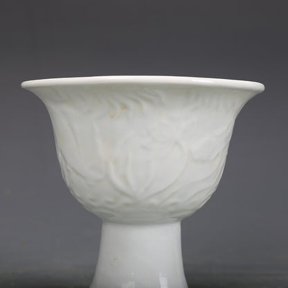 4.3" Chinese Yuan Nightlight Porcelain White Glaze Animal Dragon High Foot Cup