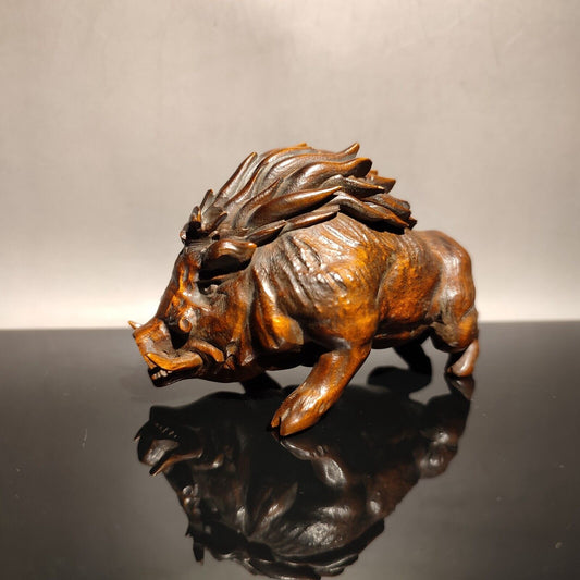 vintage wood carved home decor wooden sculptures african wild boar statue gift