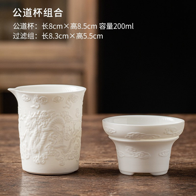 Relief San Cai Gaiwan Tea Cup Ceramic Set Kung Fu Tea Set