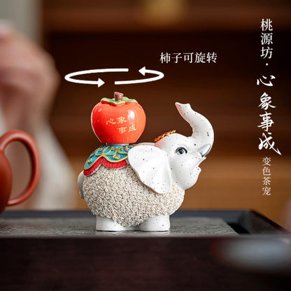 Color Changing Elephant Resin Tea Pet 8.5cm Tea Play Kung Fu Tea Tray Decor