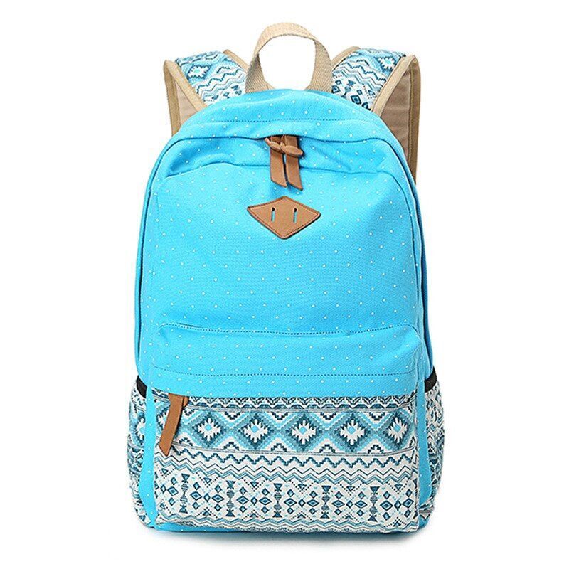 Canvas Printing Backpack School Bag Cute Black Polyester Purse Gray/Black/Purple