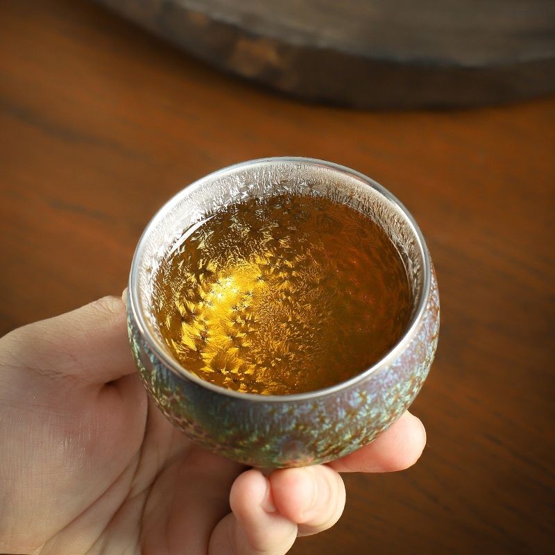 Colorful Kiln Change Ceramic Teacup Gilded Master Cup Kung Fu Tea Cup