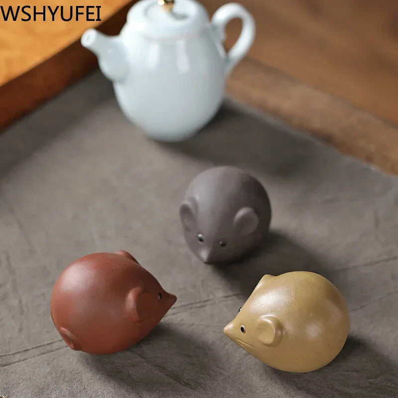Purple Clay Tea Pet Lovely Mouse Statue Boutique Tea Figurine Tea Decoration