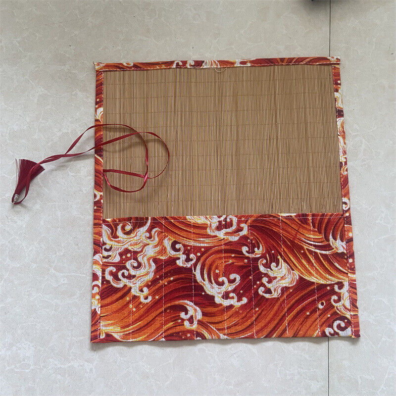 Retro Painting Brushes Holder Storage Bamboo Rolling Bag Calligraphy Pens Case