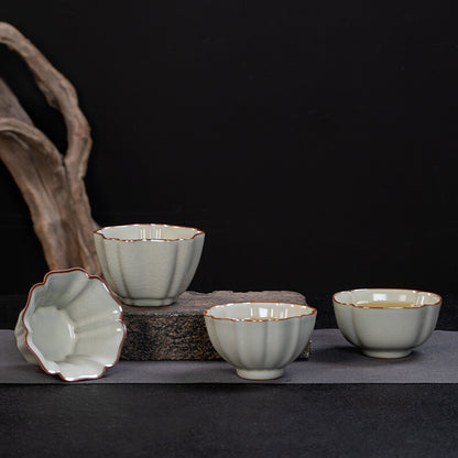 Boutique Ruyao Craft Tea Cup One Piece Crackle Glaze Porcelain Master Cup Marked