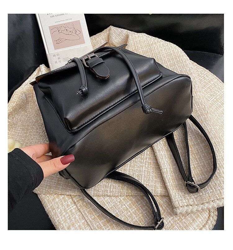 Women Drawstring Backpack Synthetic Leather School Bags Decoration Backpacks 1PC