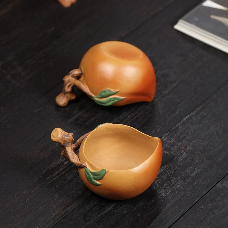 Longevity Peach Design Tea Cup Real Yixing Zisha Duan Clay Master Cup 3.4oz New