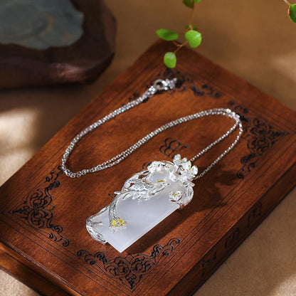 Alloy & Jade "Joy on Plum" Pendant Necklace for Women