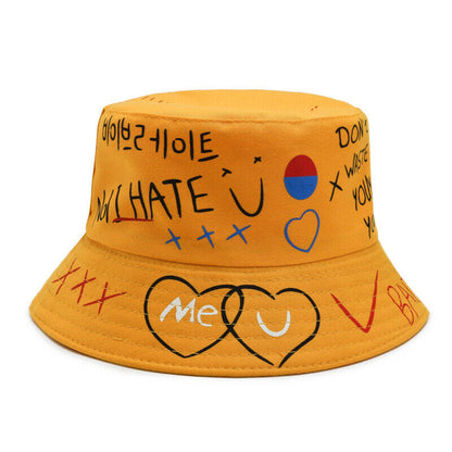 Bucket Hat Fisherman Hat Hip Hop Cap Women's Men's Graffiti Letter Panama Hats