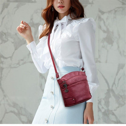 Multi-layer Pockets Genuine Leather Shoulder Bag Handbag Bag Small Crossbody Bag