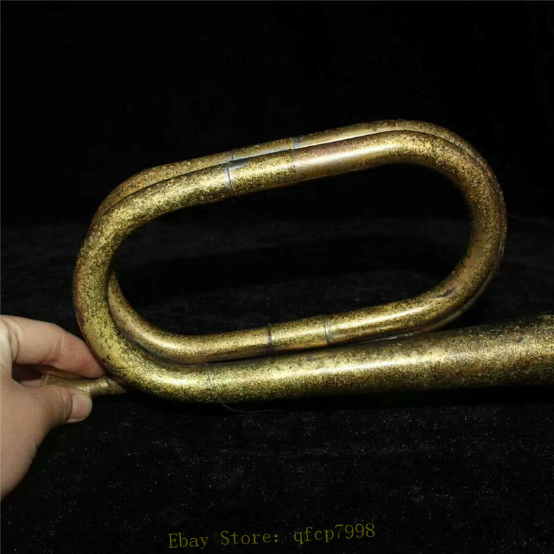 12.2" Old Chinese Pure Copper Hand-made Suona Trumpet Horn Bugle Collected