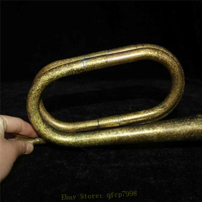 12.2" Old Chinese Pure Copper Hand-made Suona Trumpet Horn Bugle Collected
