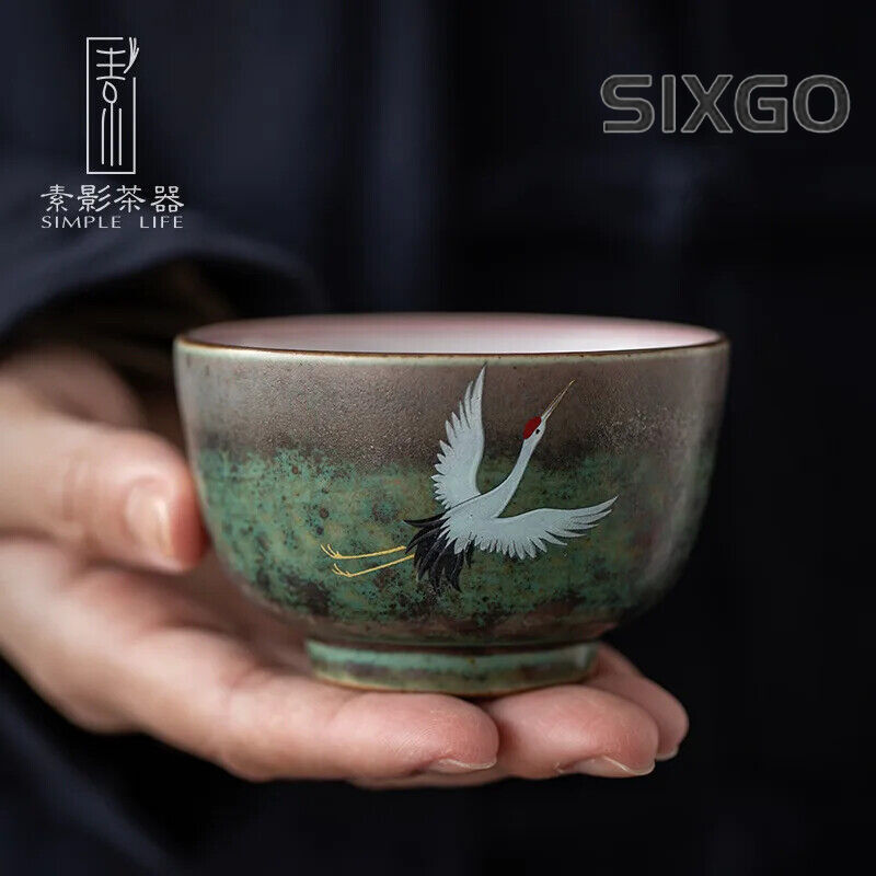 Hand-painted Crane Japanese Vintage Ceramic Tea Cup Household Kung Fu Tea Set