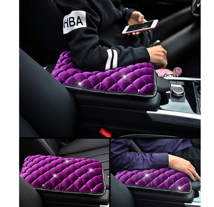 Fashion Exquisite Car Armrest Center Console Pad Cover Bling Diamonds Winter