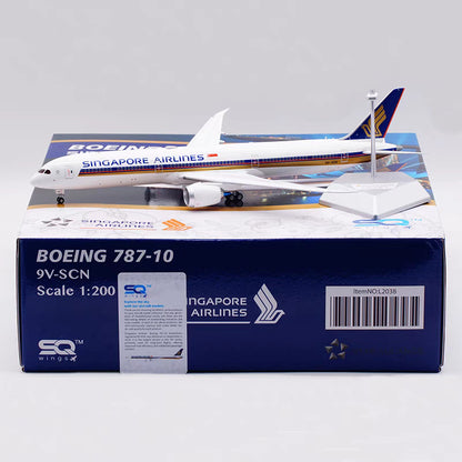1:200 SQ Wings Singapore Airlines Boeing787-10 Passenger Airplane Diecast Model