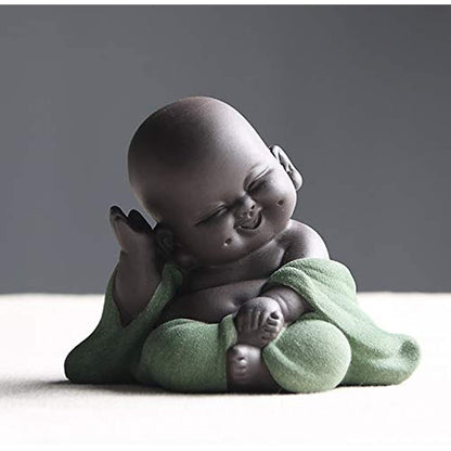 Ceramic Little Cute Buddha Statue Monk Figurine Creative Baby Crafts