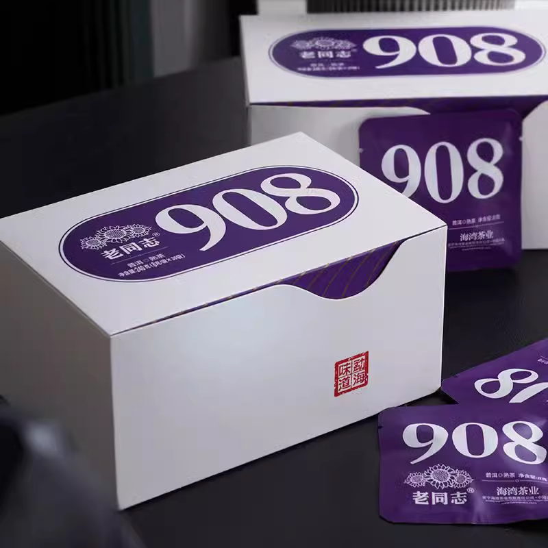 Haiwan Lao Tong Zhi Old Comrade 908 Mini Pu'er Tea Cake Pu-erh 2022 240g Ripe
