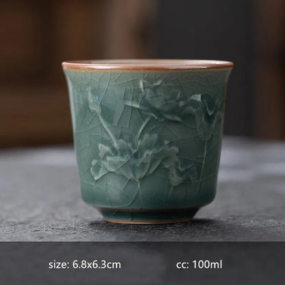 Vintage Ice Split Glaze Master Cup Chinese Ceramic Tea Cup Portable Cups Tea Set