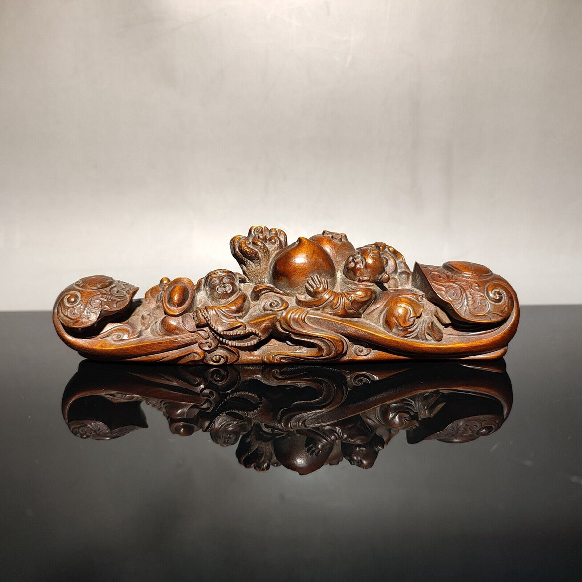 wood carving Home Arts Craft wooden decor decorative Carved ruyi gift pear fine