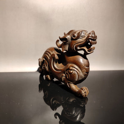chinese wooden dragon statue wood carving antique desk decor boxwood sculpture