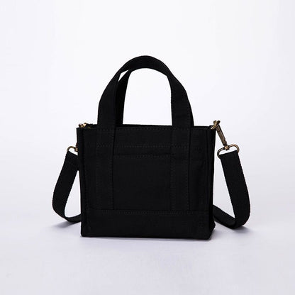 Canvas Messenger Bag Shoulder Bag Canvas Small Purse Handbag Flap Pouch Black