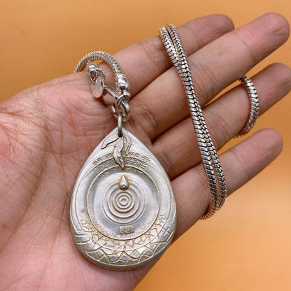 old tibet miao silver hand carving skull Statue necklace noble gift