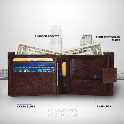 Brand New Authentic RFID Protected BrownBI-Fold Genuine Leather Mens Wallet