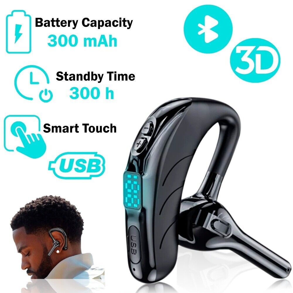 Trucker Wireless Bluetooth 5.2 Earpiece Headset Earbud Noise Cancelling Mic US