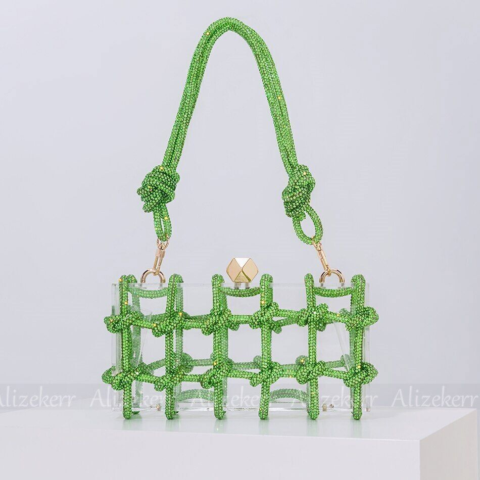 Clutch Bags Women Woven Rope Rhinestone Purses And Handbags Wedding Party