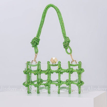 Clutch Bags Women Woven Rope Rhinestone Purses And Handbags Wedding Party