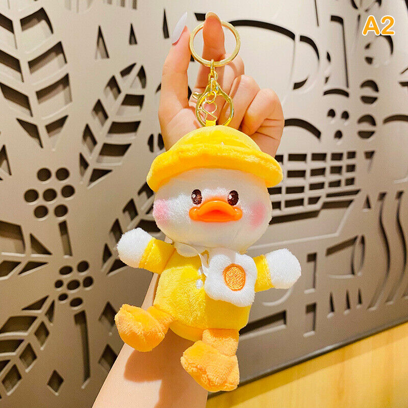 Cute Plush School Duck Soft Stuffed Toy Key Chain Cartoon Doll Keyring Bag Charm