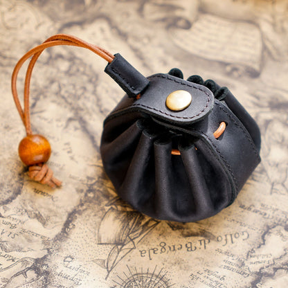 Coin Purse Handmade Unisex Drawstring Key Holders Wallet 8x5.5cm Genuine Leather