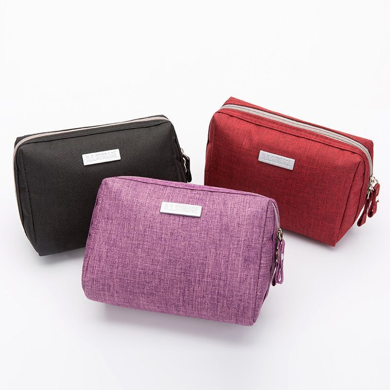Small Cosmetic Case Canvas Travel Toiletry Storage Organizer Makeup Brushes Bags