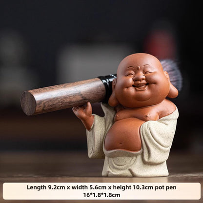 Maitreya Buddha Purple Sands Tea Pet and Pen 10.3cm Tea Play Kung Fu Tea Set