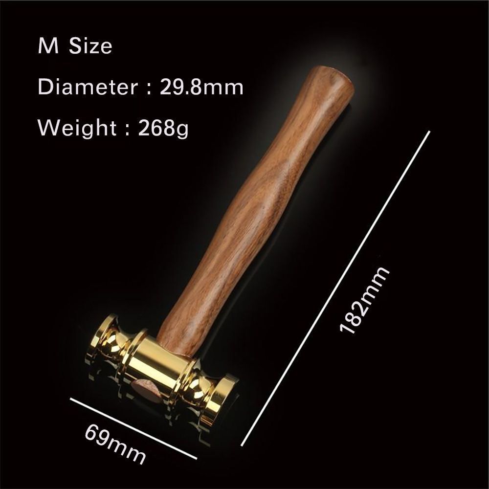 Hammer Solid Brass Mirror Polished Wooden Handle Leather Craft Workshop DIY Tool