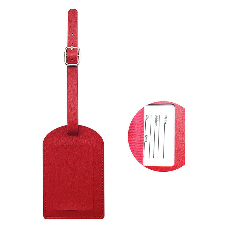 Travel Leather PU Luggage Tags Suitcase ID Card Name Label Baggage Address Tag