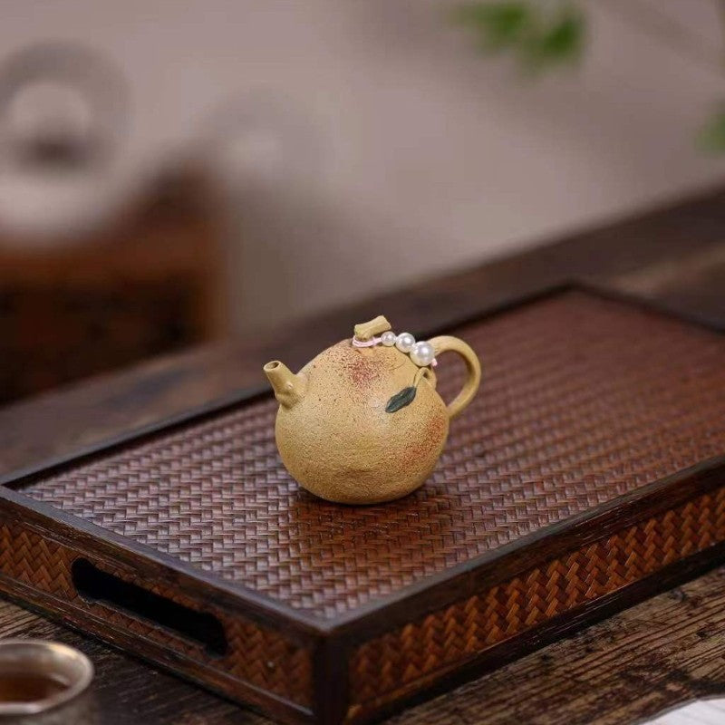 True Yixing Zisha Duan Clay Tea Pot Handmade Kungfu Pot Bionic Orange Master Pot
