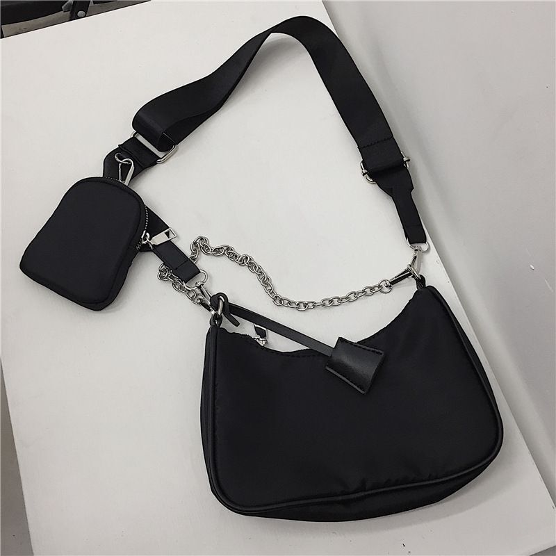 Hobos Underarm Bag Oxford Nylon Shoulder Crossbody Bags Chain Small Handbags 1PC