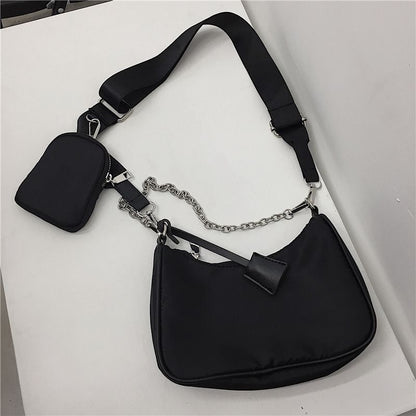 Hobos Underarm Bag Oxford Nylon Shoulder Crossbody Bags Chain Small Handbags 1PC