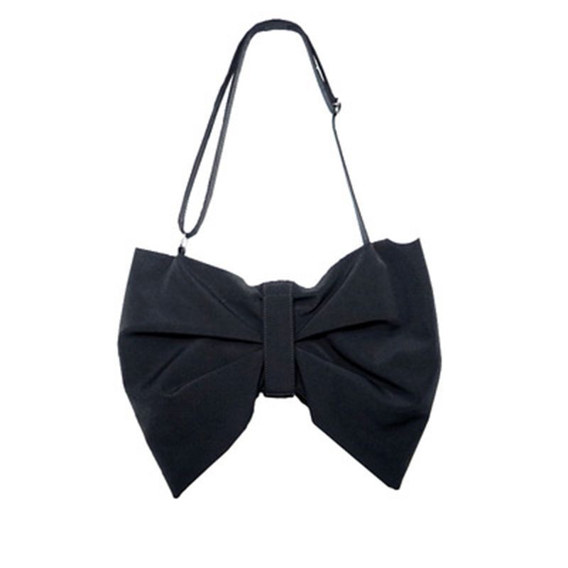Bow Canvas Handbags Big Shoulder Crossbody Bag Travel Messenger Black Red Clutch
