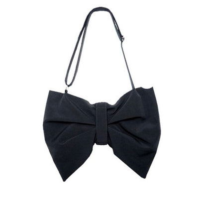 Bow Canvas Handbags Big Shoulder Crossbody Bag Travel Messenger Black Red Clutch