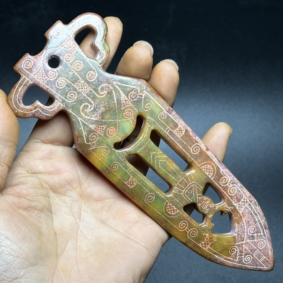 Ancient China Old Jade Collection Pendant Chinese Old Coin Craft Ornament