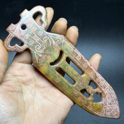 Ancient China Old Jade Collection Pendant Chinese Old Coin Craft Ornament