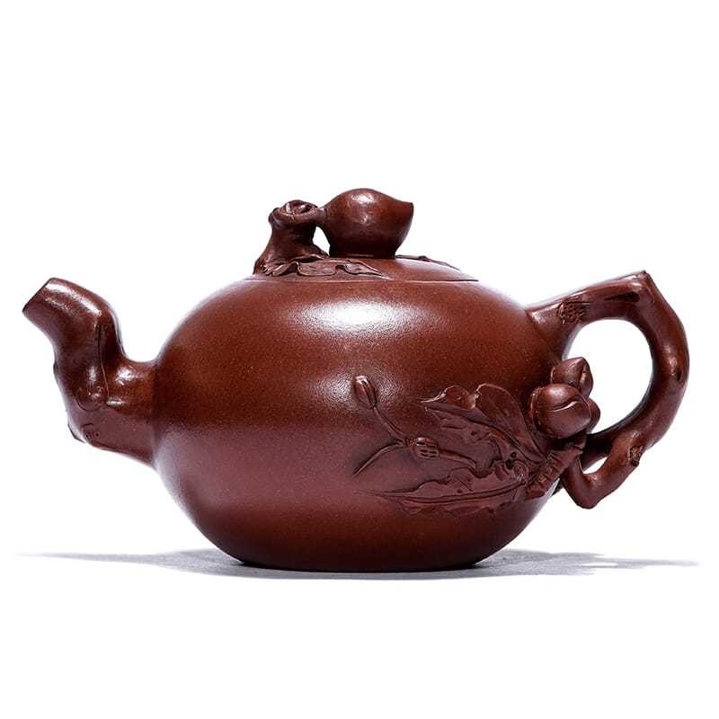 Yixing Zisha Teapot 550ml Handmade Peach Shape Qingshui Clay Kung Fu Pot
