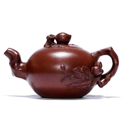 Yixing Zisha Teapot 550ml Handmade Peach Shape Qingshui Clay Kung Fu Pot
