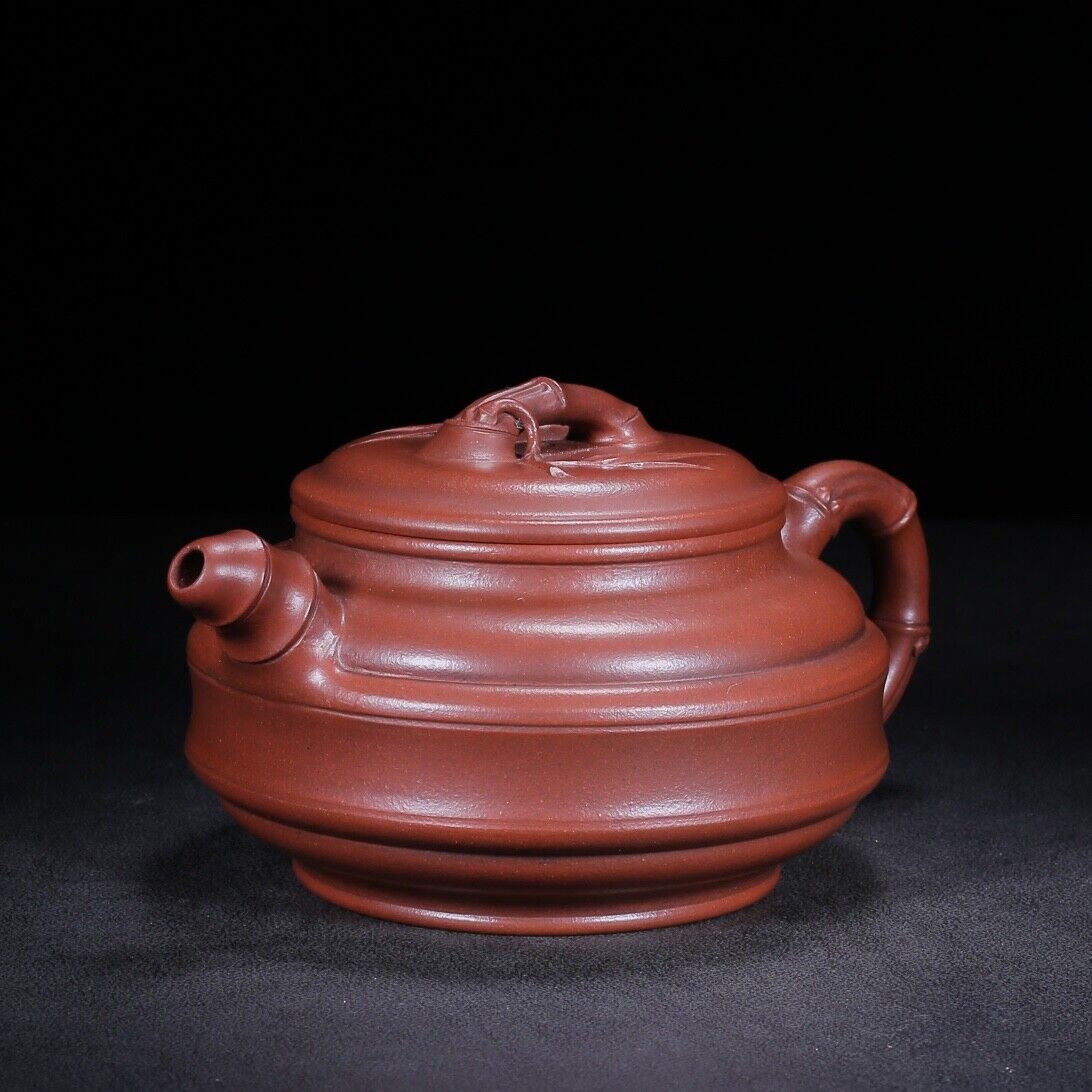 Chinese Yixing Zisha Clay Handmade Exquisite Teapot （双线竹鼓 底款：曼希陶艺）