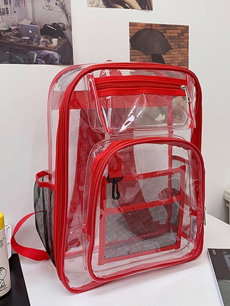Backpack Waterproof Transparent School Bag Large Solid Clear Fashion Plastic Bag